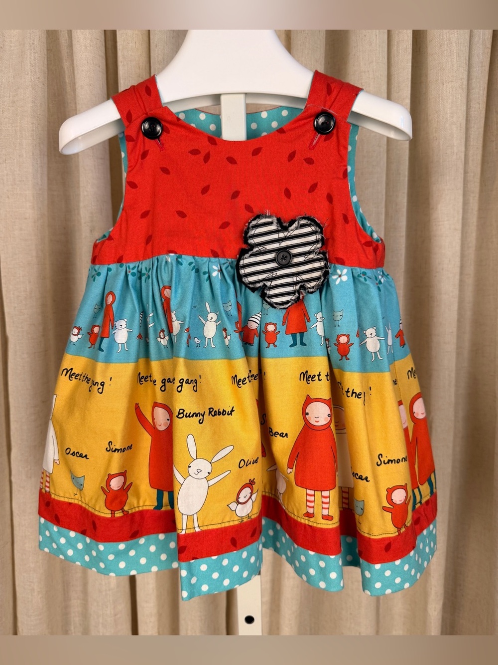 ZOBO’S Colorful *Meet the Gang* Bunny & Character Print Twirl Dress 2T NWOT